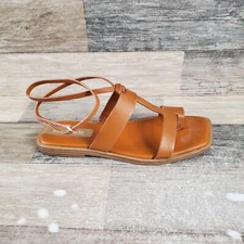 Franco Sarto Maren Womens Sandals Sz 6 M Tan Faux Leather Adjustable Ankle Strap