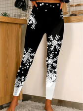 Women Colorful Christmas Tree Print Skinny Leggings Casual Elastic Waist New