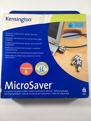 Kensington MicroSaver Keyed Laptop Lock - 6' Cable - Notebook Projector Monitor!