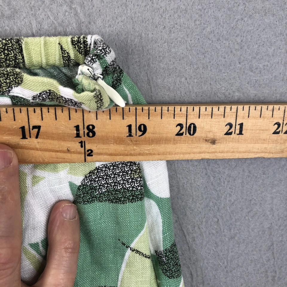 Linen Skirt Womens 18 White Green Floral Abstract Art To Wear Beach Airy - Image 4 of 4