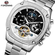 Uhren Automatik Datum Herrenuhren Mechanisch Armbanduhr Silber Schwarz Stahl NEU
