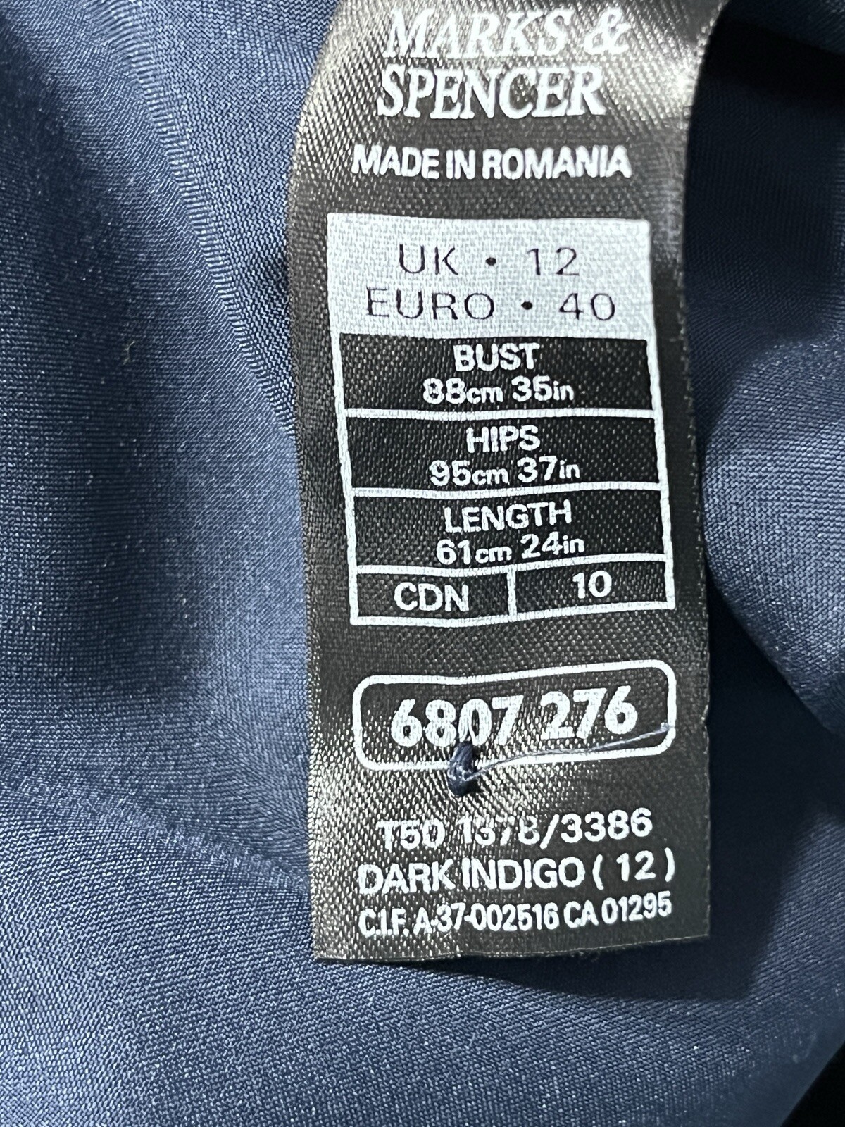 Vtg Marks & Spencer Layered Faux Chiffon Jacket Dress Navy Sparkle UK 12 Lined