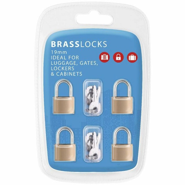 4 Pack 19mm Brass Padlock Antitheft Lock Cut Resistance Heavy Duty 2