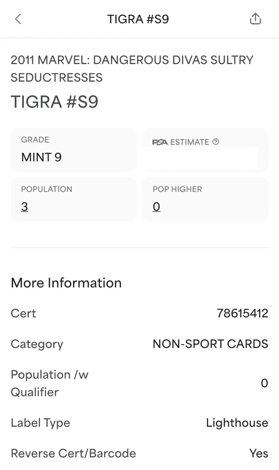 POP 3 PSA 9 Tigra 2011 Marvel Dangerous Divas Series 1 Sultry Seductresses Holo - Image 3 of 3