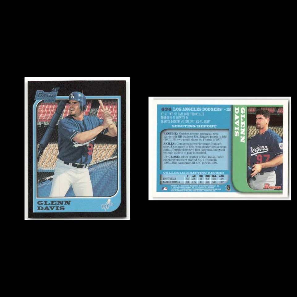 Glenn Davis Rookie #434 1997 Bowman Los Angeles Dodgers Baseball Card MLB NM - Image 3 of 3