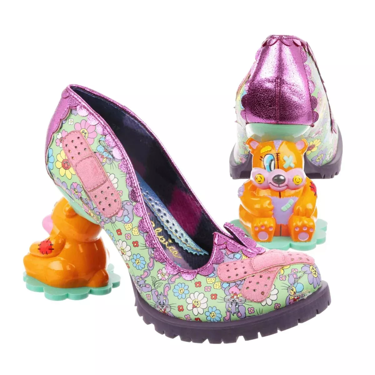 Irregular Choice Bandaged Babe Mint Bear Concept Heel Shoes