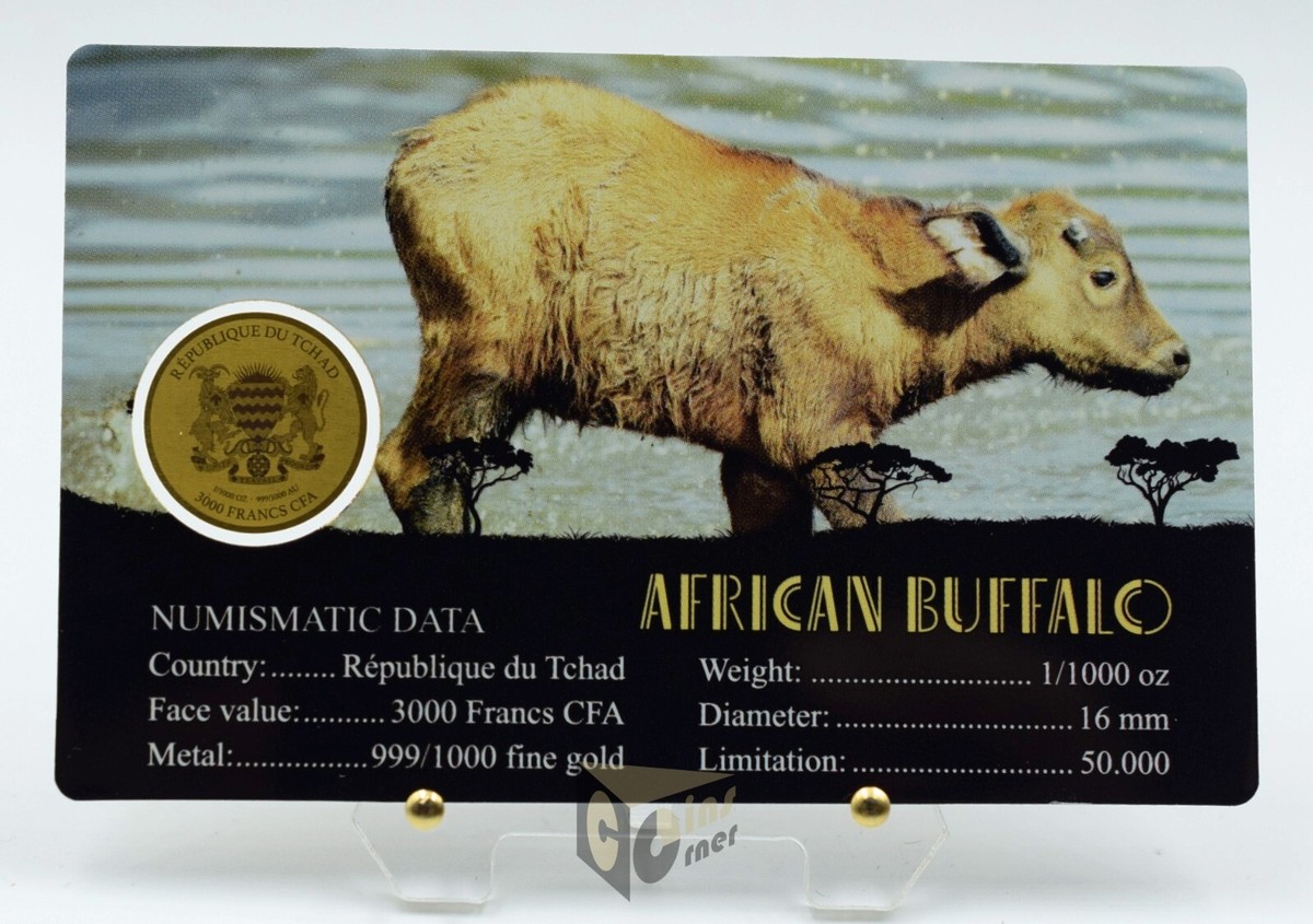 African Buffalo - Africa's Big Five 1/1000 Oz 999 Gold Coin 3000