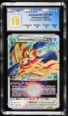 CGC Graded 10 Perfect Zamazenta VSTAR 099/159 Crown Zenith Pokemon