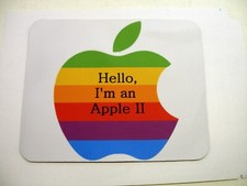 Apple Computer Logo Hello I'm an Apple II Rainbow Logo Mouse Pad