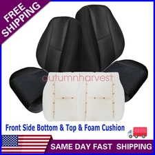 For 07-14 Chevy Silverado Driver & Passenger Cloth Black Seat Cover &Front  Foam