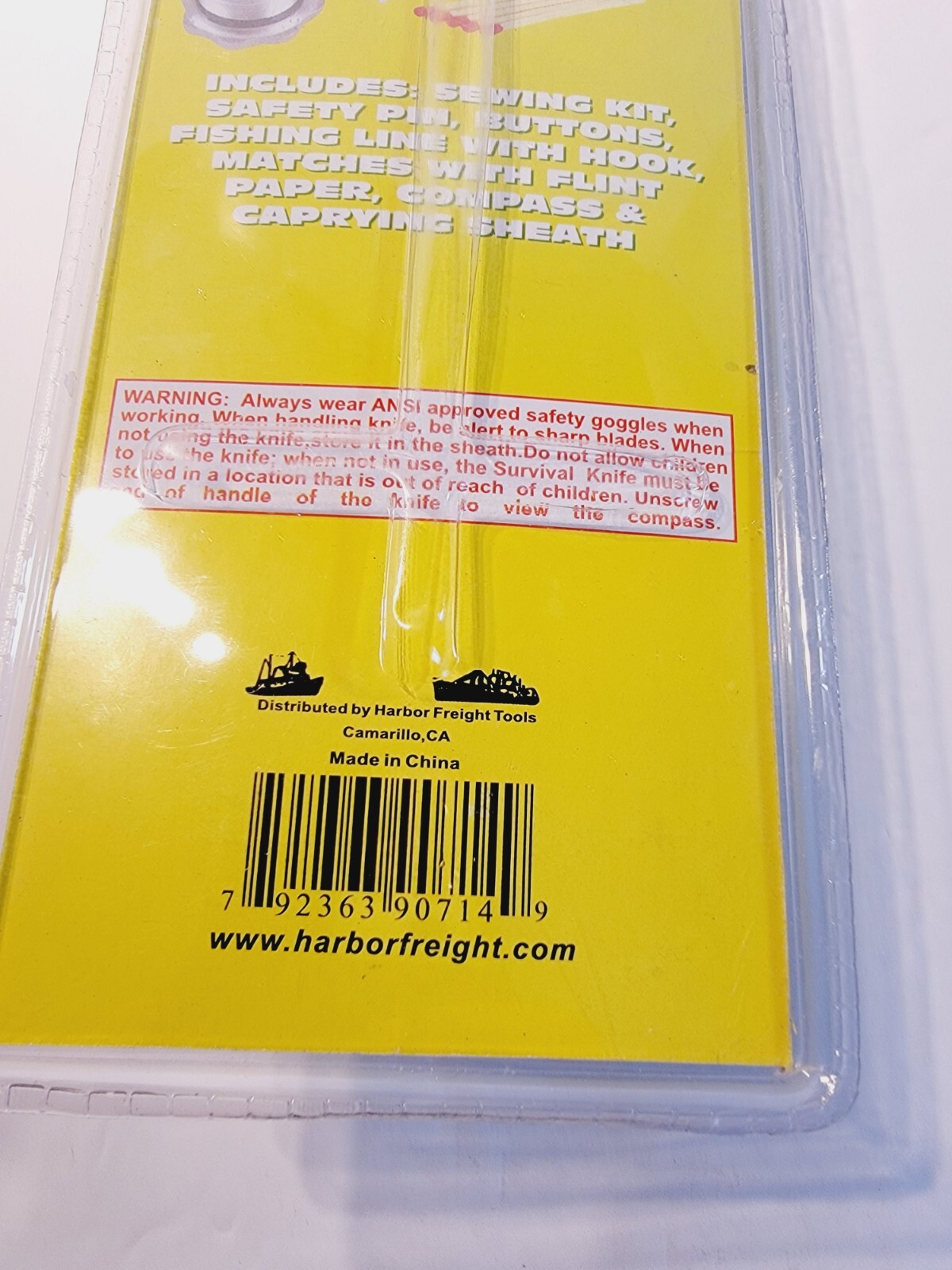 Harbor Freight 8" Survival/Hunt Knife BuiltIn Compass Lightweight 14