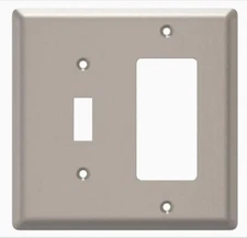 STYLE SELECTIONS #3159487 Simple Square 2-Gang Wall Plate Nickel Steel Toggle