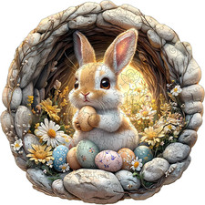 Wooden Puzzles for Adults 295 Piece, L, 13.4X13.4 Inches Easter Bunny Wood Puz