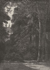 OXON. Oxford. Tower of Merton, garden 1898 old antique vintage print picture