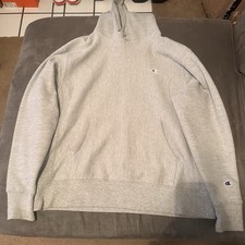 Champion Mens Large Hoodie, Reverse Weave, Pullover Sweatshirt Oxford Grey