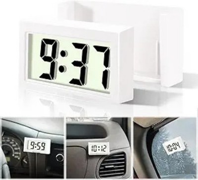 Car Dashboard Digital Clock - Vehicle Adhesive Clock  Color: White - Pack of 1