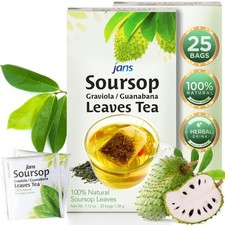 Soursop Tea Bags 25 Count   Herbal, Caffeine-Free, Vegan Graviola Leaves
