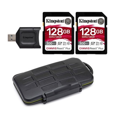 Kingston Canvas React Plus 128GB U3 V90 SDXC UHS II SD Card 2 Pack ELITE
