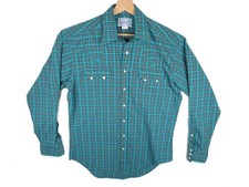 Rockmount Ranch Wear Western Shirt Plaid Pearl Snap Long Sleeve Small USA-Made