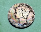 1939 S Silver Mercury Dime, Colorful Rainbow Album Toning--See Video