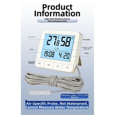 Digital Thermometer Hygrometer with Clear Display and Probe for Incubator Use
