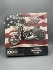 Vintage Harley Davidson Puzzle 1000 Springbok American Flag 1998 SEALED BIKE
