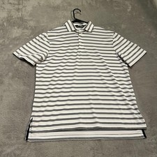 RLX Ralph Lauren Polo Shirt Mens Medium White Stripe Golf Performance Stretch