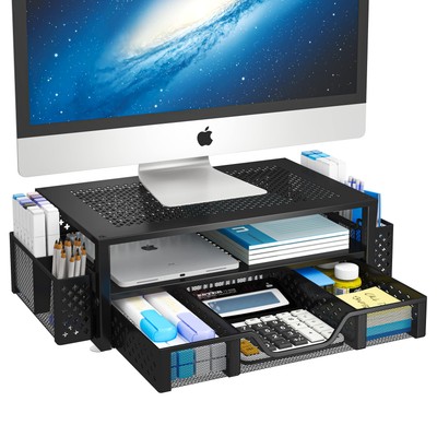 Einfacher Trend 2 Ebenen Metall Monitorständer Monitorerhöhung und Computertisch