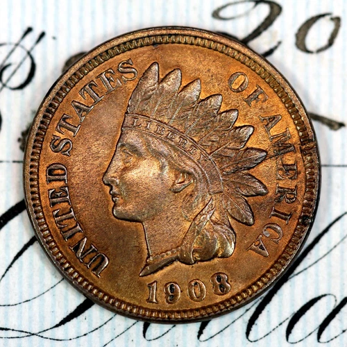 * 1908-S * SOLID+ GEM BU MS INDIAN HEAD PENNY * FROM ORIGINAL COLLECTION