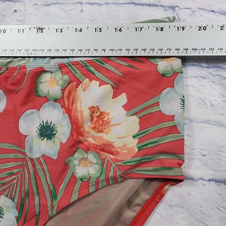 Swim By Cacique WOMENS 18 High Waist Tankini Top Bikini Swimsuit Pink Floral  - Image 2 of 4