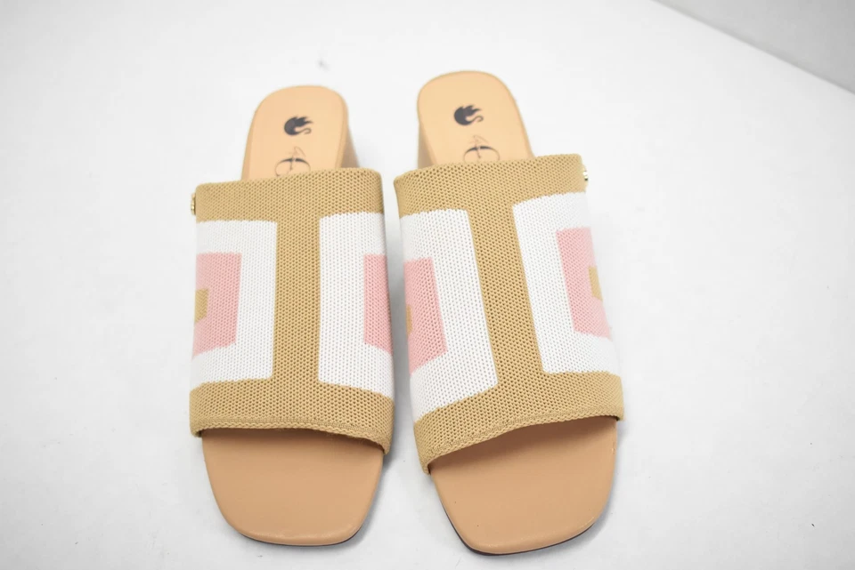 Gloria Vanderbilt Dolly Sandals Womens Size 9 Tan Pink Heeled Slide Square Toe - Image 2 of 4