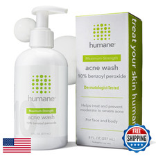 humane 10 Benzoyl Peroxide Acne Body Wash 8oz Face Back Body Treatment Vegan