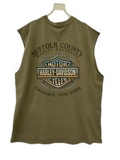Vintage Harley-Davidson Sleeveless T-Shirt XL USA Eagle Logo Biker Tank Olive 76
