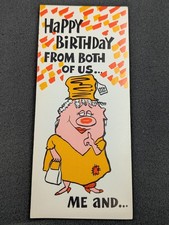 Funny Vintage Envelope Size Birthday Card 9-1/4" x 4" Made In USA New Unused