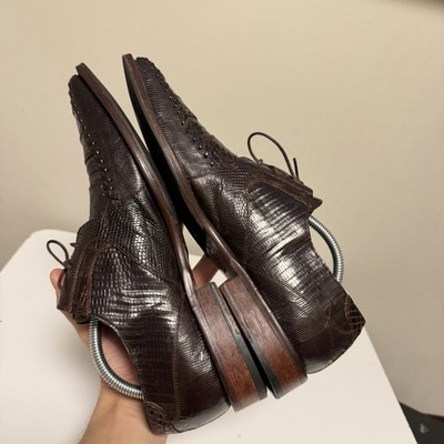 DAVID EDEN Dress Shoes GENUINE LIZARD Oxfords BROWN Men display picture 3