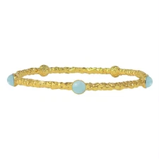 New in Box - Halcyon Days - Cabochon  - Aquamarine Jewel - Gold  - Torque Bangle