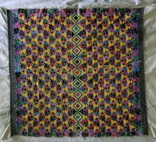 Vintage Guatemalan Hu pil Embroidered Textile Gorgeous Vibrant Colorful