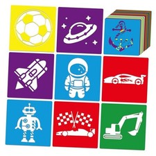 24 PCS Kids Stencils for Painting Sidewalk Chalk Stencils Boys Discovery