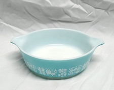 Vintage Pyrex 471 Turquoise Amish Butterprint Round 1 PT Casserole Dish No Lid