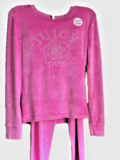 Juicy Couture Girls 2 pc. Sleep Set 8 Rose Lattice Velour Soft Tag Free NWT