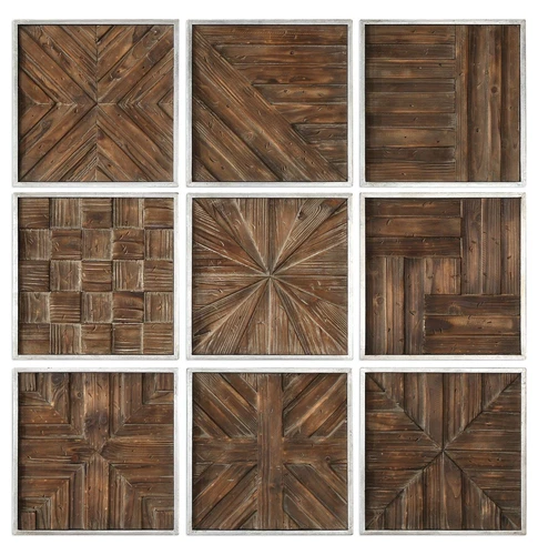 Uttermost Bryndle Rustic Wooden Squares S/9 - Picture 1 of 4