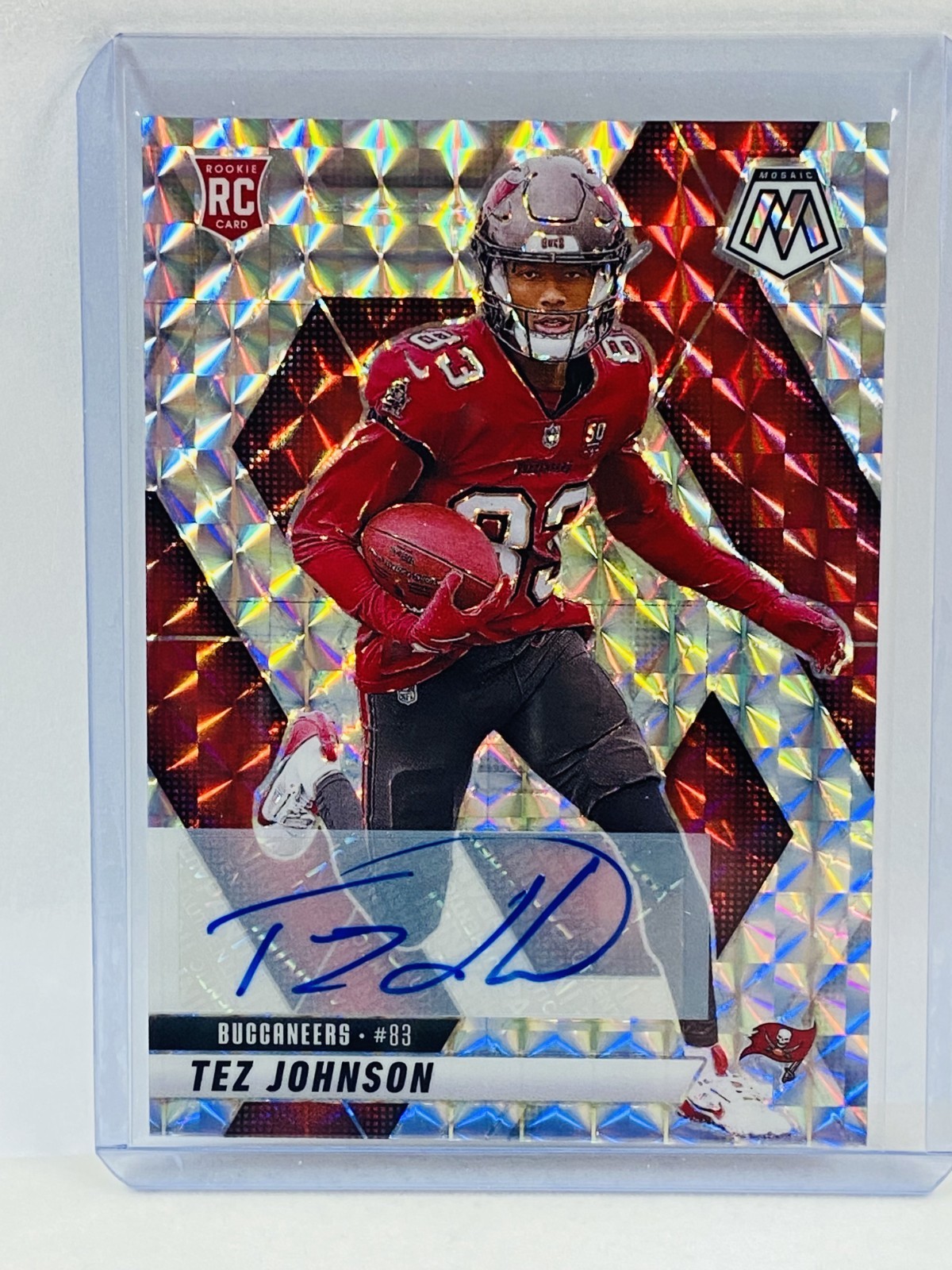 2025 Panini Mosaic Tez Johnson RC Auto Silver Mosaic #316