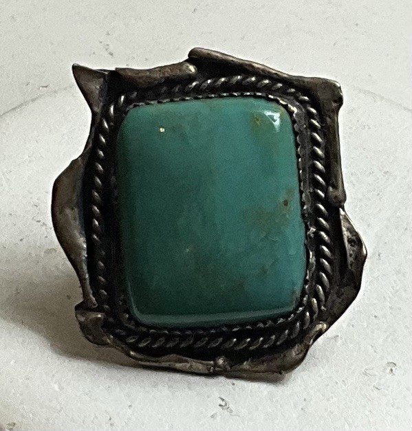 vintage large turquoise ring - image 3