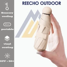 Folding Travel Umbrella 6 Ribs Lightweight Compact Pocket Umbrella Windproof Rai