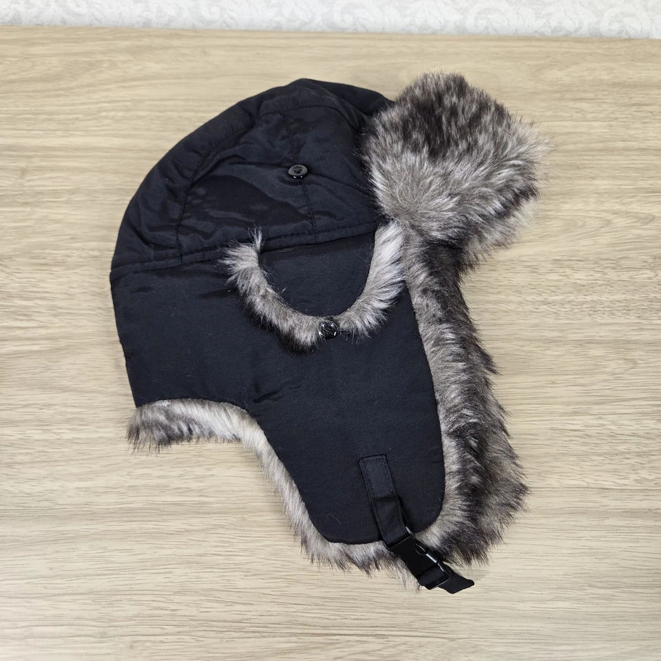 Woolrich Trapper Cap Hat sz S/M Black Faux Fur Trim NEW  - Image 3 of 4