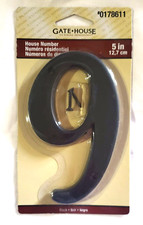 Gatehouse - House Number - BLACK 5" - Number 9 -New