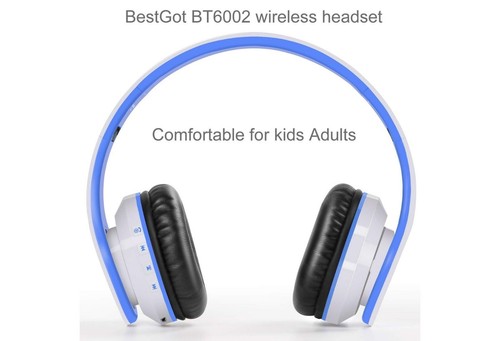 Kids Wireless Headphones, 85dB Safe, 60H Battery, Foldable, White/Blue - Picture 2 of 6