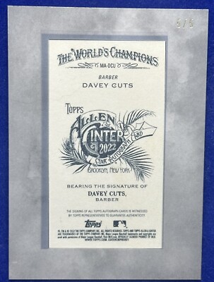 2022 Topps Allen & Ginter X DAVEY CUTS Barber Silver Frame Gold