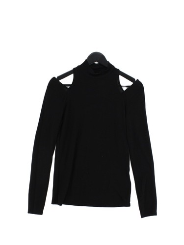Next Damen Pullover UK 10 schwarz Viskose mit Polyester Stehkragen Pulli