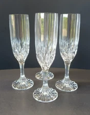 4 Fluted Champagne Bretagne Glasses By Cristal D'Arques Durand Excellent